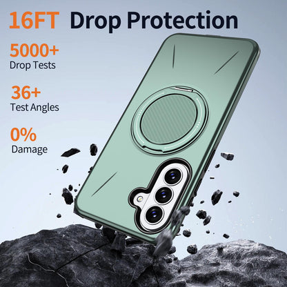 For Galaxy A27 5G Kalebol Magnetic MagSafe Rotation Holder PC Phone Case(Grey Green)