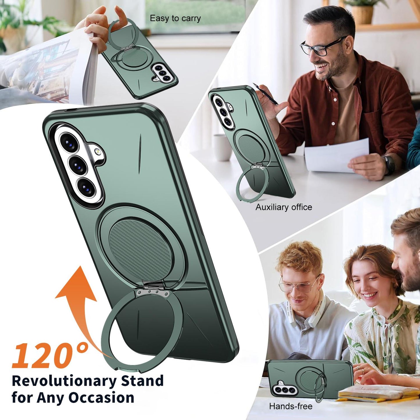 For Galaxy A27 5G Kalebol Magnetic MagSafe Rotation Holder PC Phone Case(Grey Green)