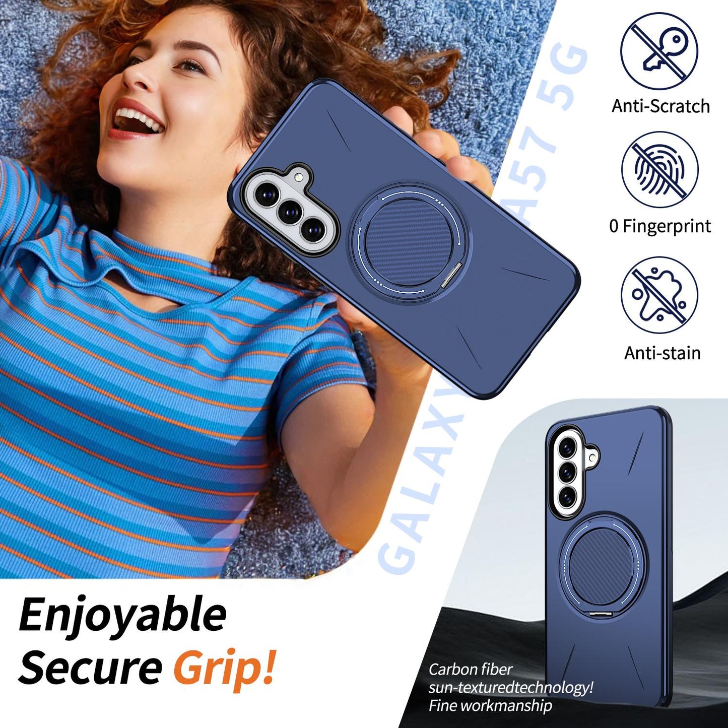 For Galaxy A27 5G Kalebol Magnetic MagSafe Rotation Holder PC Phone Case(Blue)