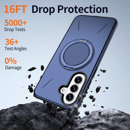 For Galaxy A27 5G Kalebol Magnetic MagSafe Rotation Holder PC Phone Case(Blue)