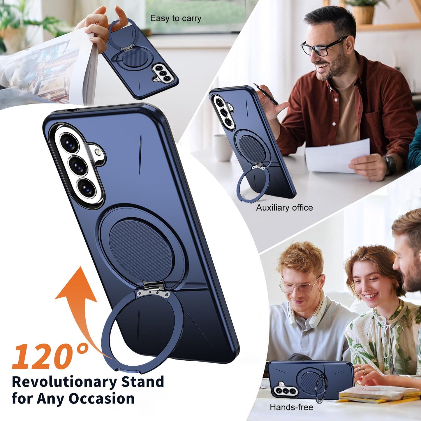 For Galaxy A27 5G Kalebol Magnetic MagSafe Rotation Holder PC Phone Case(Blue)