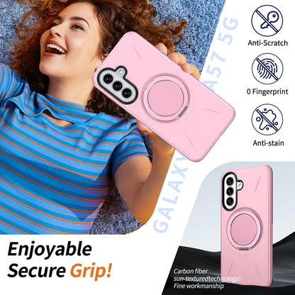 For Galaxy A27 5G Kalebol Magnetic MagSafe Rotation Holder PC Phone Case(Pink)