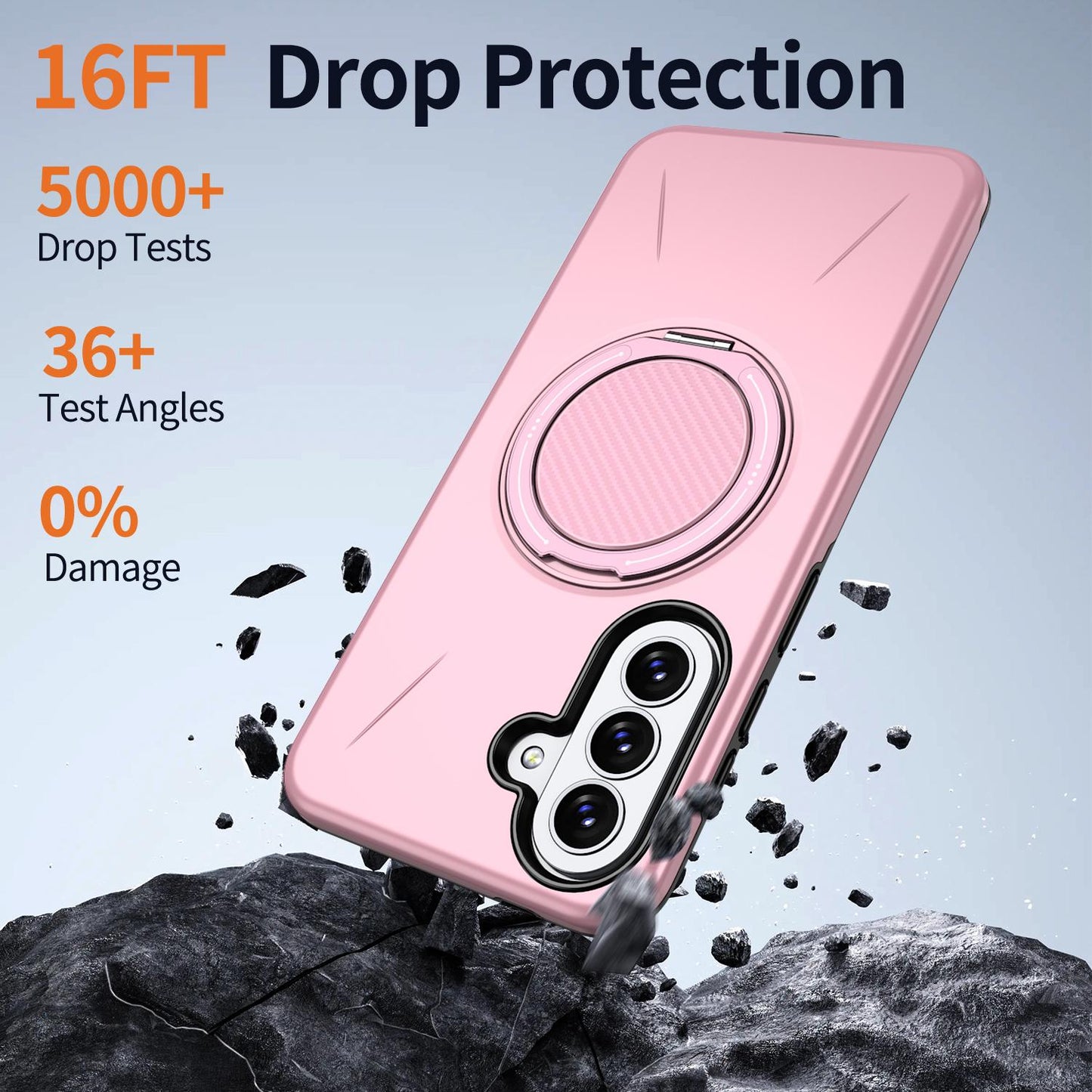 For Galaxy A27 5G Kalebol Magnetic MagSafe Rotation Holder PC Phone Case(Pink)