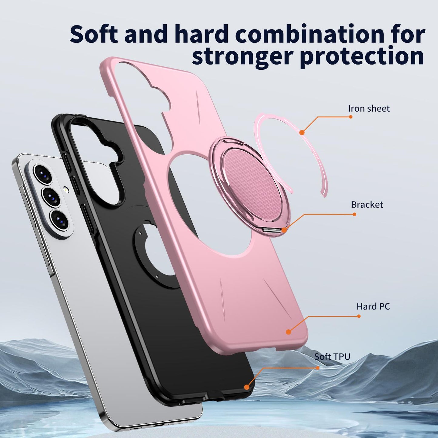 For Galaxy A27 5G Kalebol Magnetic MagSafe Rotation Holder PC Phone Case(Pink)