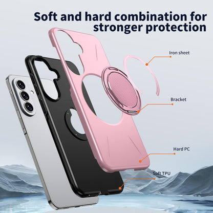 For Galaxy A27 5G Kalebol Magnetic MagSafe Rotation Holder PC Phone Case(Pink)