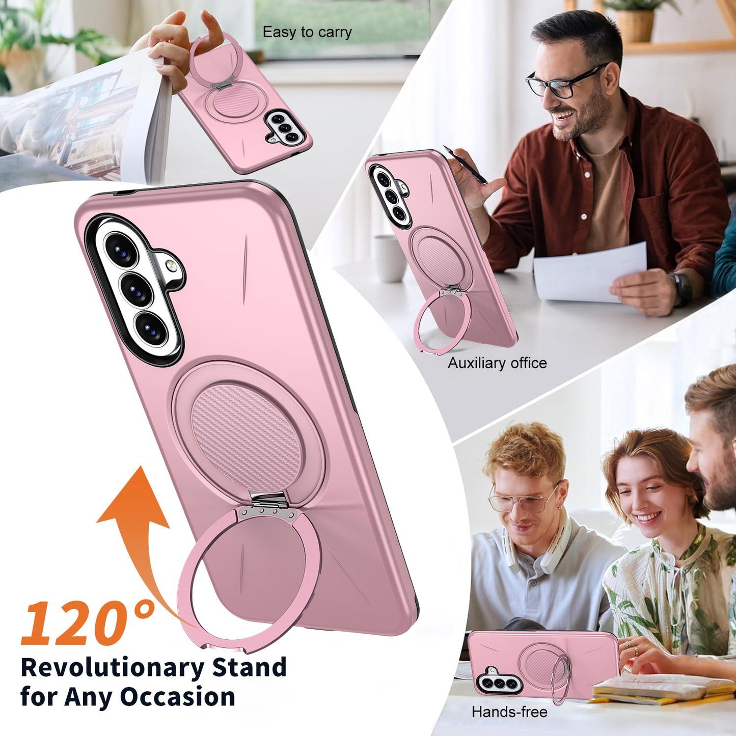 For Galaxy A27 5G Kalebol Magnetic MagSafe Rotation Holder PC Phone Case(Pink)
