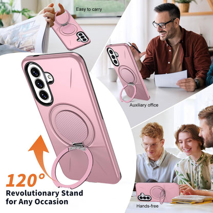 For Galaxy A27 5G Kalebol Magnetic MagSafe Rotation Holder PC Phone Case(Pink)