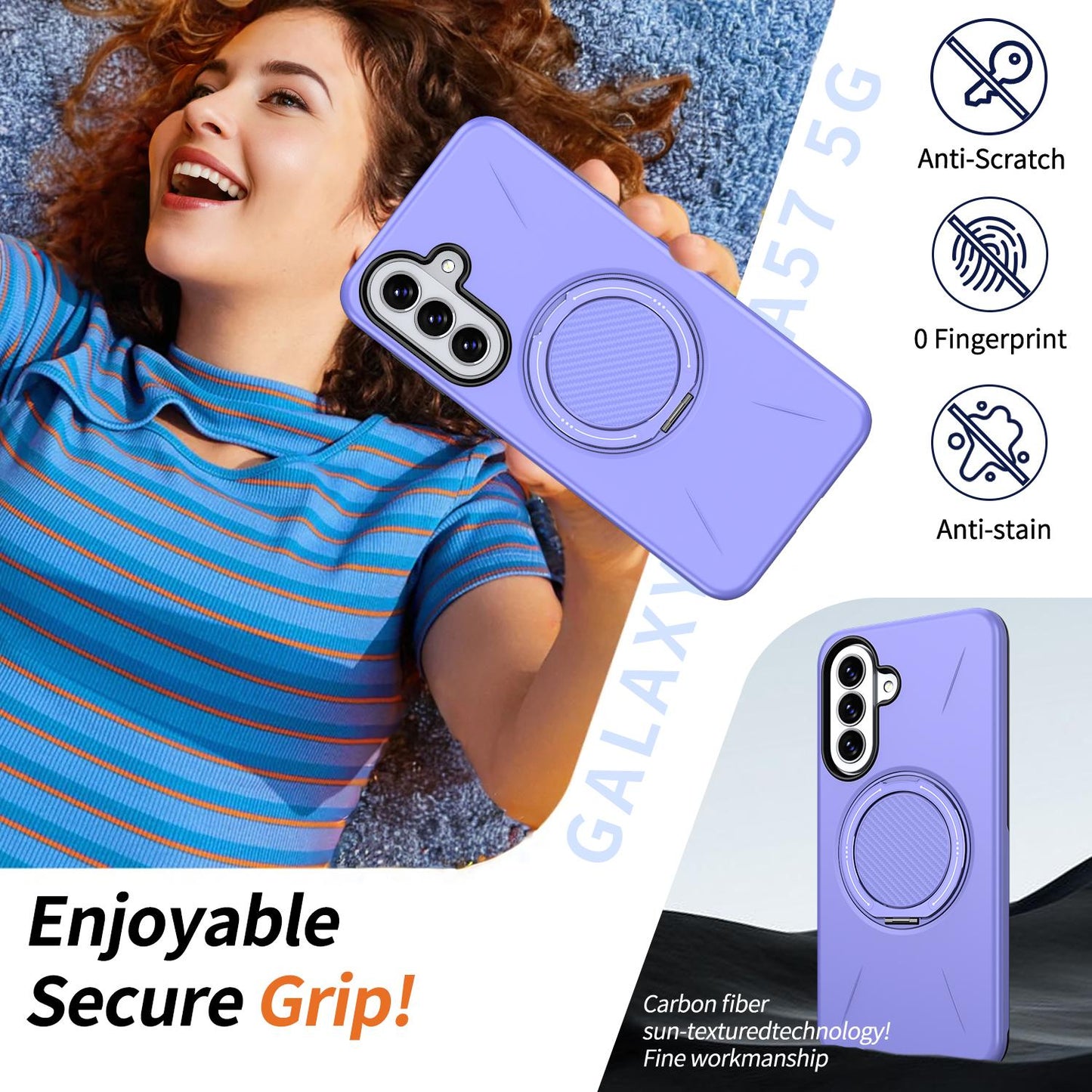 For Galaxy A27 5G Kalebol Magnetic MagSafe Rotation Holder PC Phone Case(Lilac)