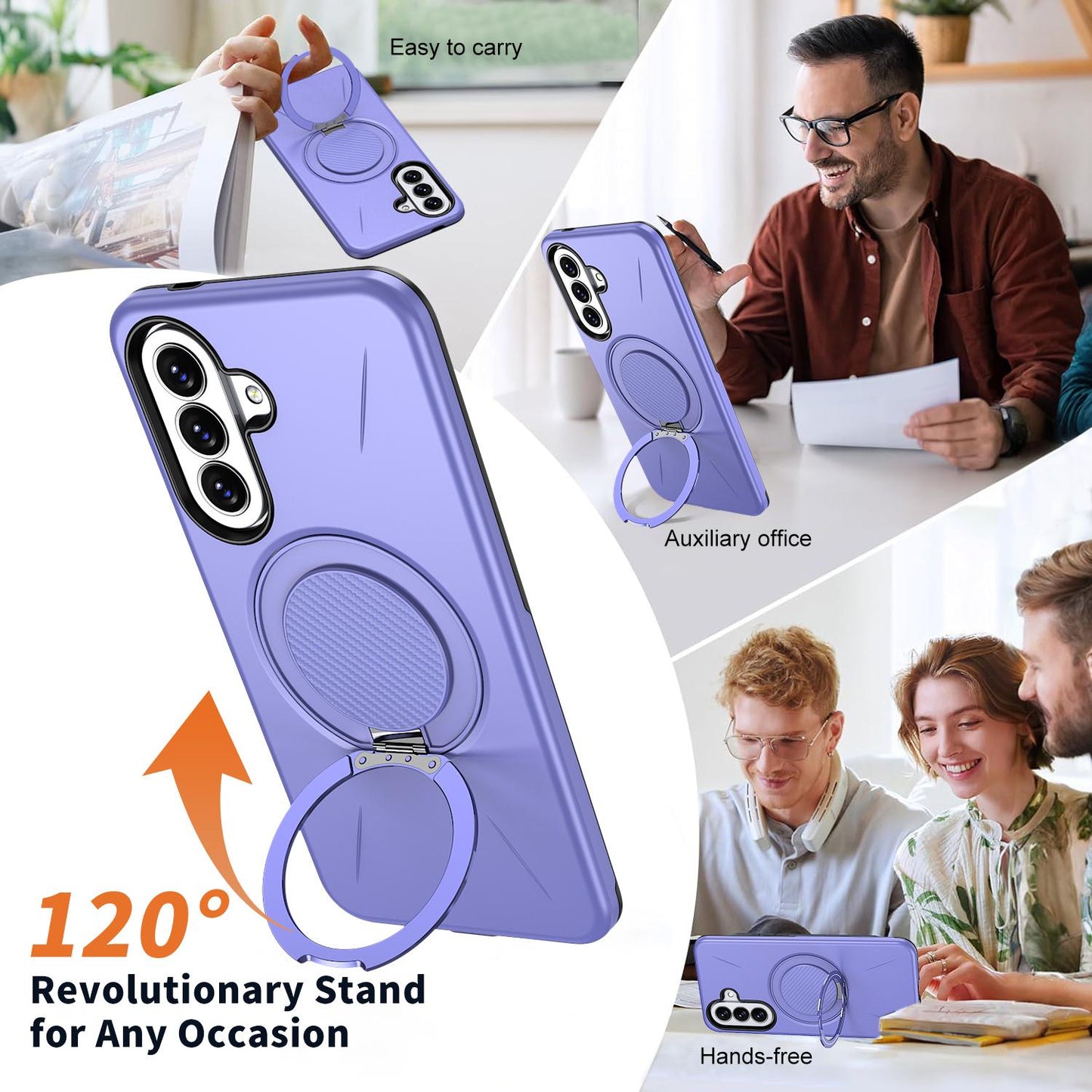 For Galaxy A27 5G Kalebol Magnetic MagSafe Rotation Holder PC Phone Case(Lilac)