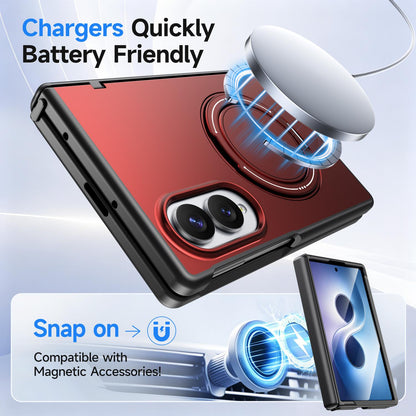 For Galaxy Z Fold8 5G Kalebol Magnetic MagSafe Rotation Holder PC Phone Case - Red - SYA003021129B