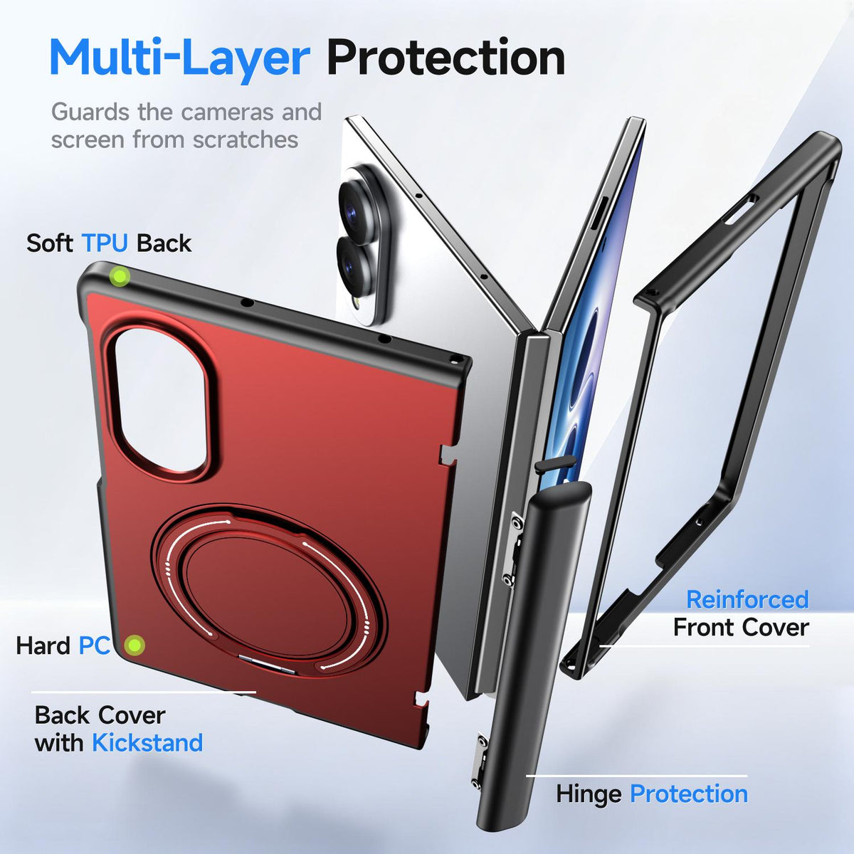 For Galaxy Z Fold8 5G Kalebol Magnetic MagSafe Rotation Holder PC Phone Case - Red - SYA003021129B