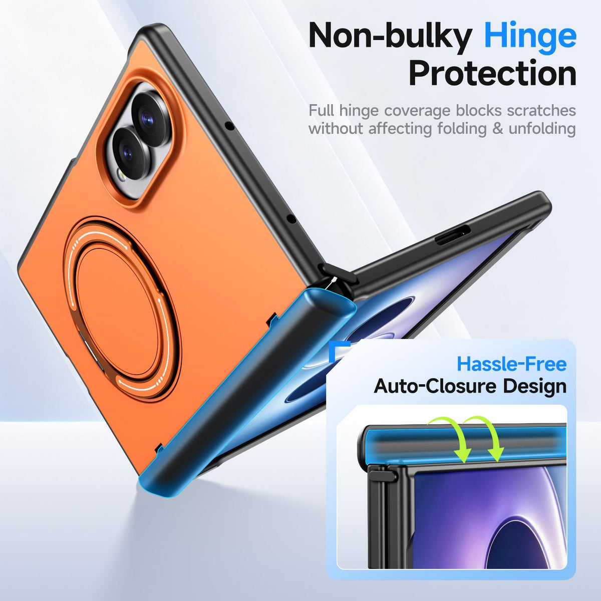 For Galaxy Z Fold8 5G Kalebol Magnetic MagSafe Rotation Holder PC Phone Case - Orange - SYA003021129C