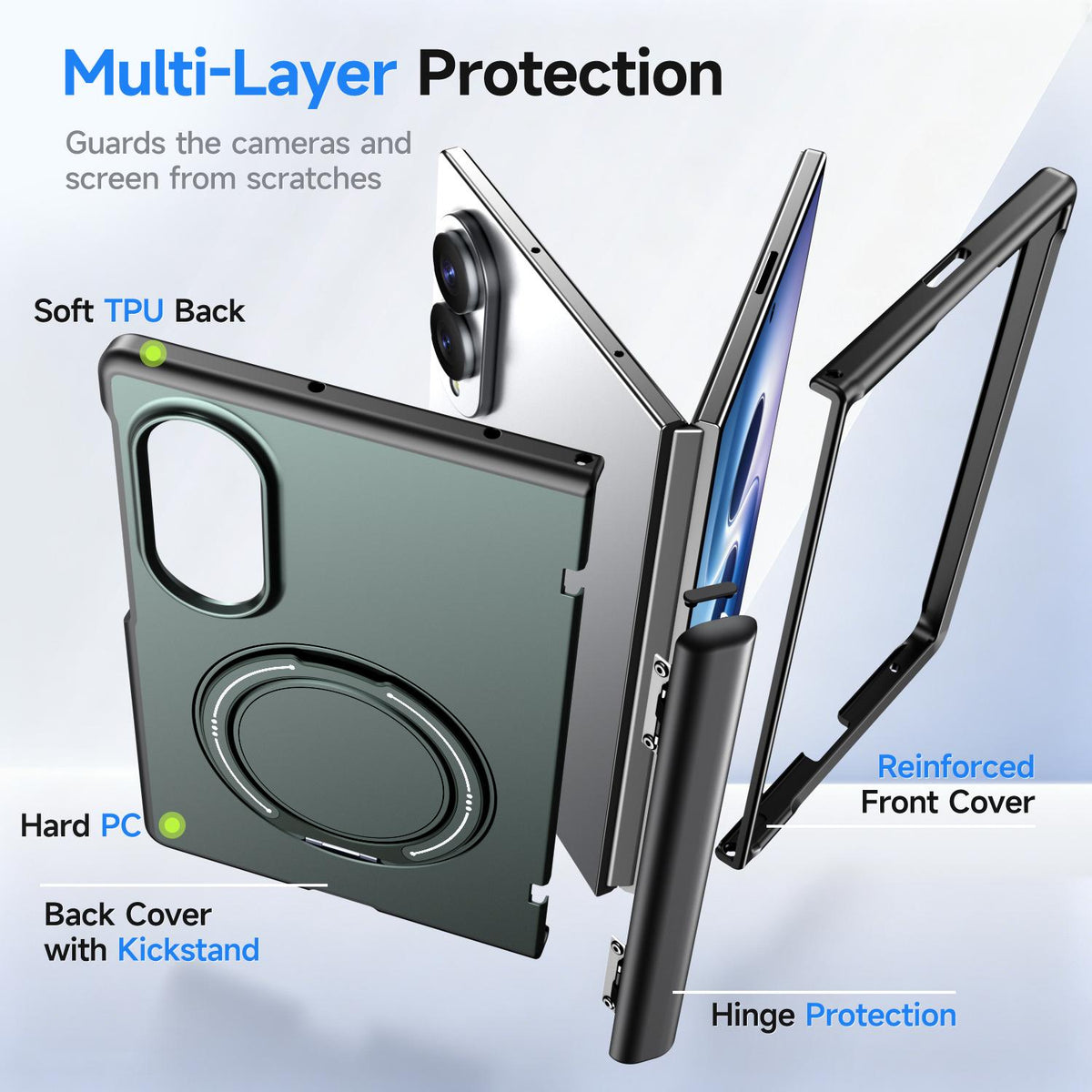 For Galaxy Z Fold8 5G Kalebol Magnetic MagSafe Rotation Holder PC Phone Case - Grey Green - SYA003021129D