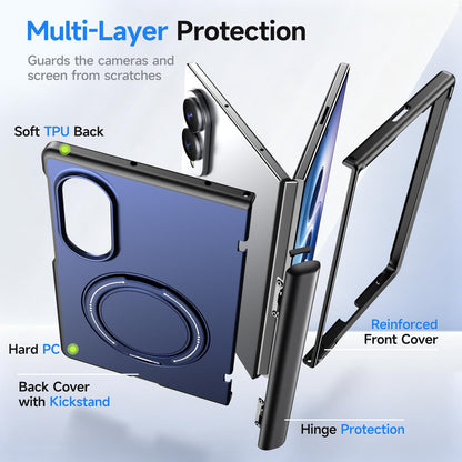 For Galaxy Z Fold8 5G Kalebol Magnetic MagSafe Rotation Holder PC Phone Case - Blue - SYA003021129E