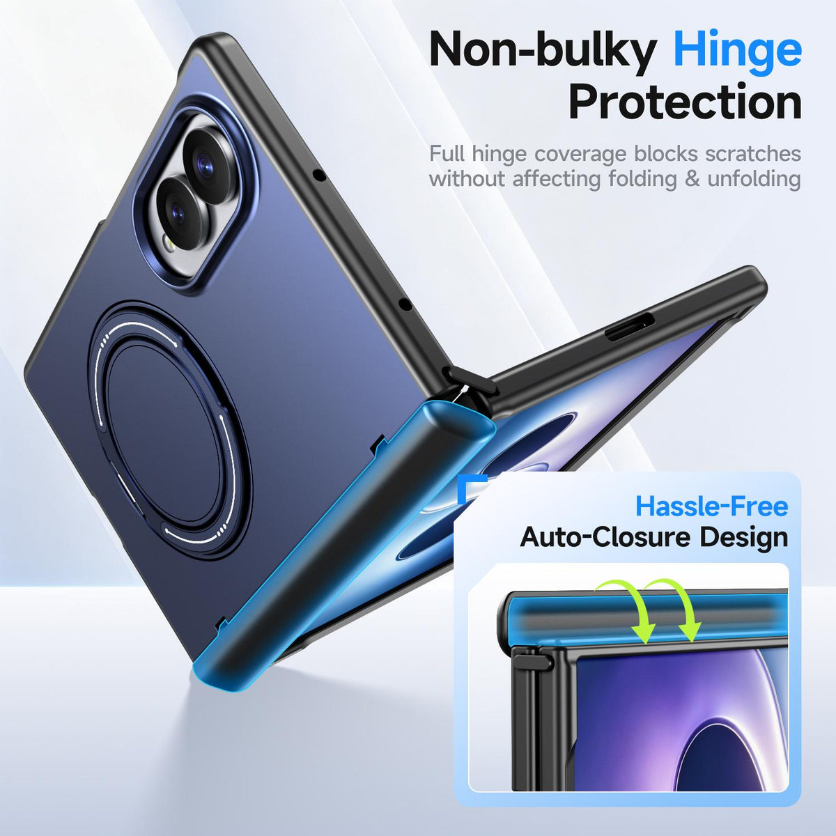 For Galaxy Z Fold8 5G Kalebol Magnetic MagSafe Rotation Holder PC Phone Case - Blue - SYA003021129E