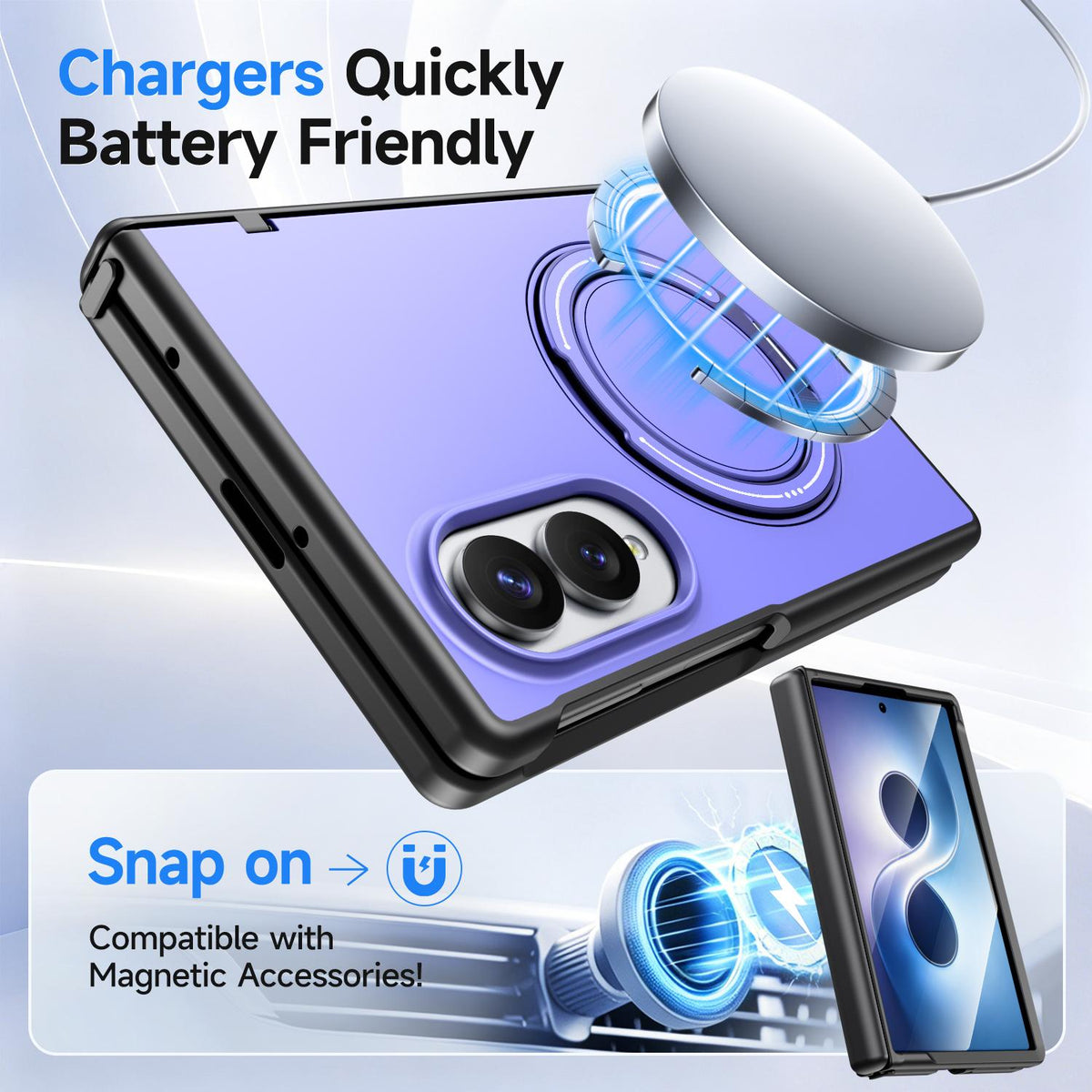 For Galaxy Z Fold8 5G Kalebol Magnetic MagSafe Rotation Holder PC Phone Case - Lilac - SYA003021129G