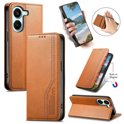 For Honor Play 80 Plus 5G Elastic Wristband Magnetic Suction Leather Phone Case(Brown)