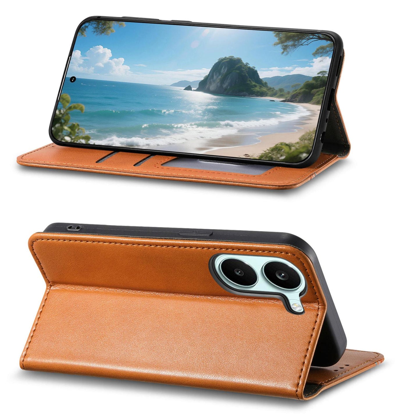 For Honor Play 80 Plus 5G Elastic Wristband Magnetic Suction Leather Phone Case(Brown)