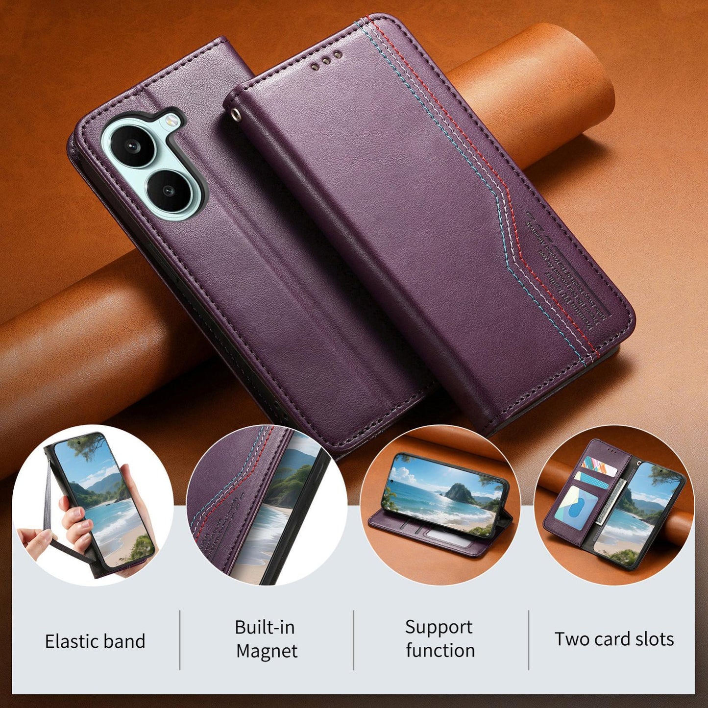 For Honor Play 80 Plus 5G Elastic Wristband Magnetic Suction Leather Phone Case(Purple)