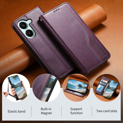 For Honor Play 80 Plus 5G Elastic Wristband Magnetic Suction Leather Phone Case(Purple)