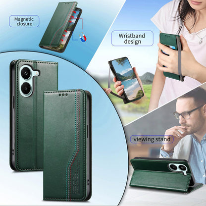 For Honor Play 80 Plus 5G Elastic Wristband Magnetic Suction Leather Phone Case(Green)