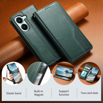 For Honor Play 80 Plus 5G Elastic Wristband Magnetic Suction Leather Phone Case(Green)