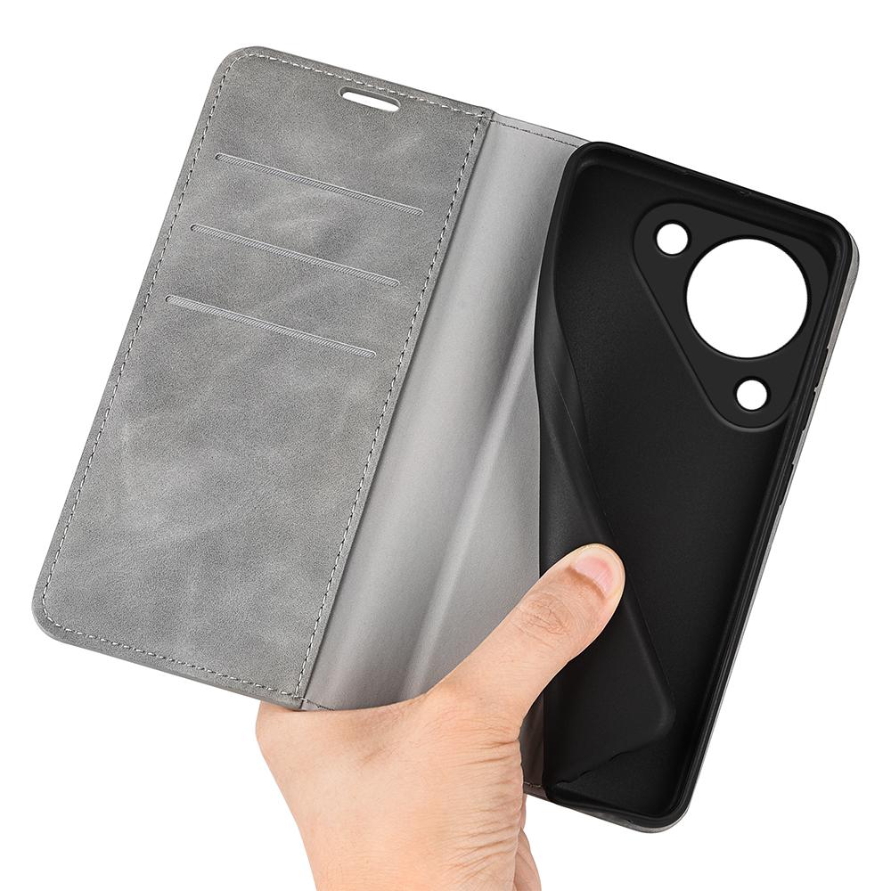 For Huawei Pura 90 5G Retro-skin Magnetic Suction Leather Phone Case - Grey - SYA003039602B