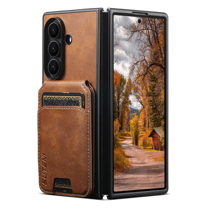 For Galaxy Z Fold8 Ultra Suteni H02 Leather Wallet Stand Back Phone Case - Brown - SYA003075204B