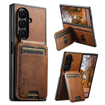 For Galaxy Z Fold8 Ultra Suteni H02 Leather Wallet Stand Back Phone Case - Brown - SYA003075204B