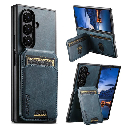 For Galaxy Z Fold8 Ultra Suteni H02 Leather Wallet Stand Back Phone Case - Blue - SYA003075204C