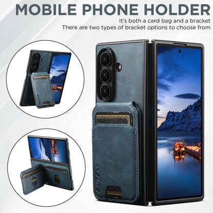For Galaxy Z Fold8 Ultra Suteni H02 Leather Wallet Stand Back Phone Case - Blue - SYA003075204C
