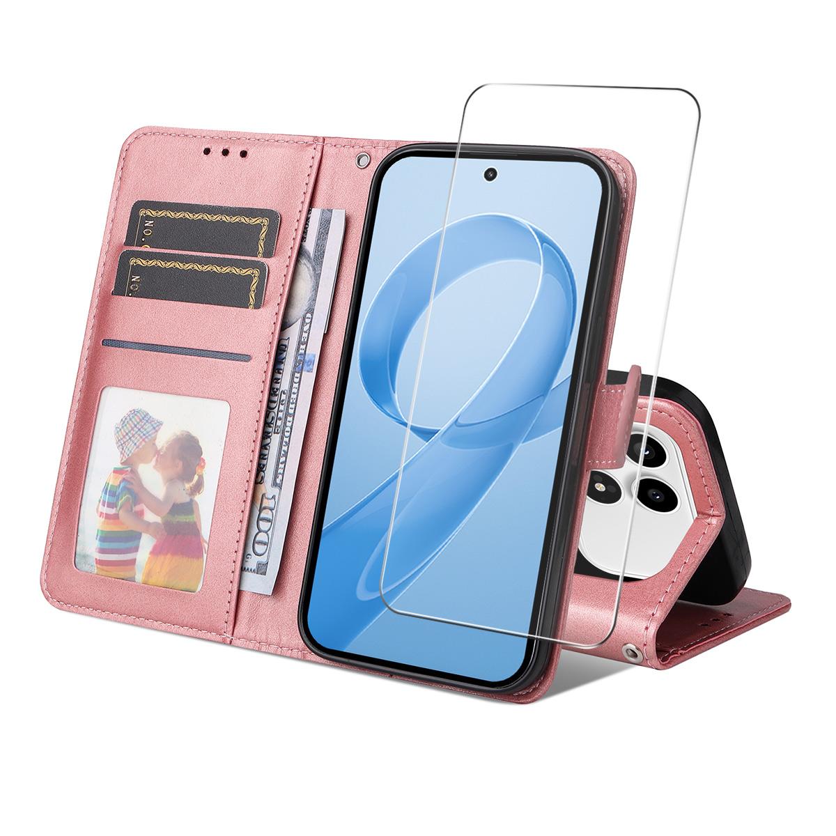 For Xiaomi Poco F8 Ultra / Redmi K90 Pro Max ENKAY Card Wallet Calf Texture Leather Phone Case with 0.18mm High Aluminum-silicon Glass Film(Pink)