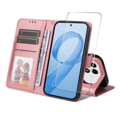 For Xiaomi Poco F8 Ultra / Redmi K90 Pro Max ENKAY Card Wallet Calf Texture Leather Phone Case with 0.18mm High Aluminum-silicon Glass Film(Pink)