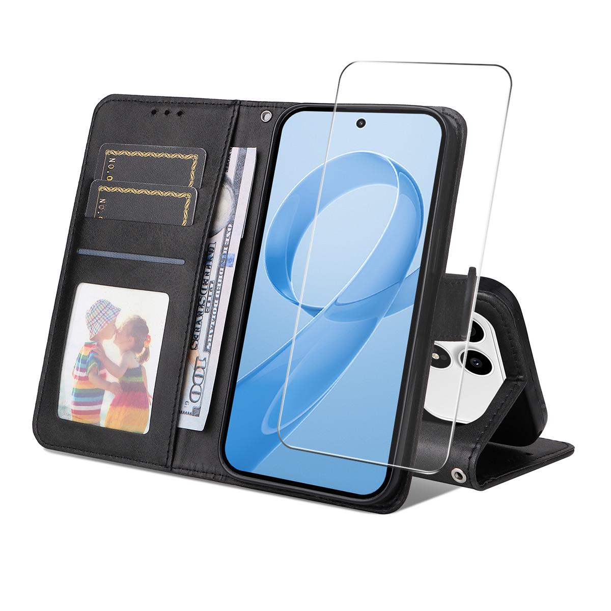 For Xiaomi Poco F8 Ultra / Redmi K90 Pro Max ENKAY Card Wallet Calf Texture Leather Phone Case with 0.18mm High Aluminum-silicon Glass Film(Black)
