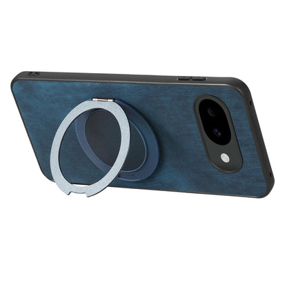 For Google Pixel 10a Retro Leather Rotation Round Holder Phone Case - Blue - SYA003086915D