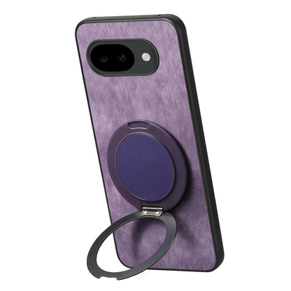 For Google Pixel 10a Retro Leather Rotation Round Holder Phone Case - Purple - SYA003086915E