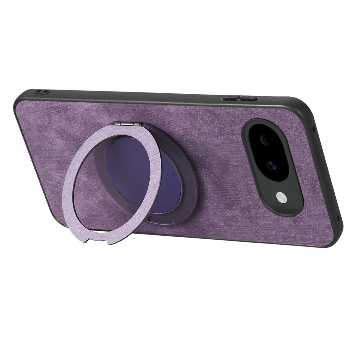 For Google Pixel 10a Retro Leather Rotation Round Holder Phone Case - Purple - SYA003086915E