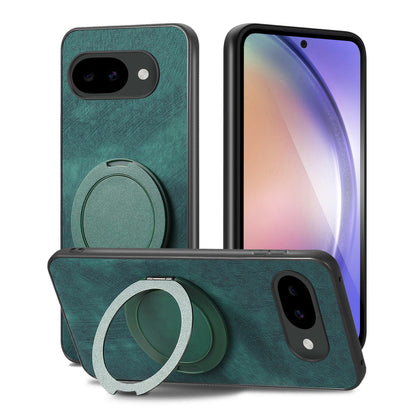 For Google Pixel 10a Retro Leather Rotation Round Holder Phone Case - Green - SYA003086915F