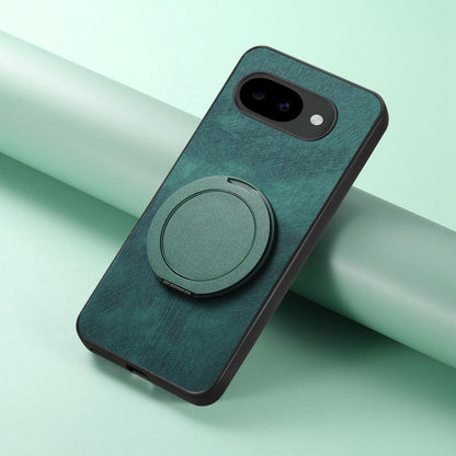 For Google Pixel 10a Retro Leather Rotation Round Holder Phone Case - Green - SYA003086915F