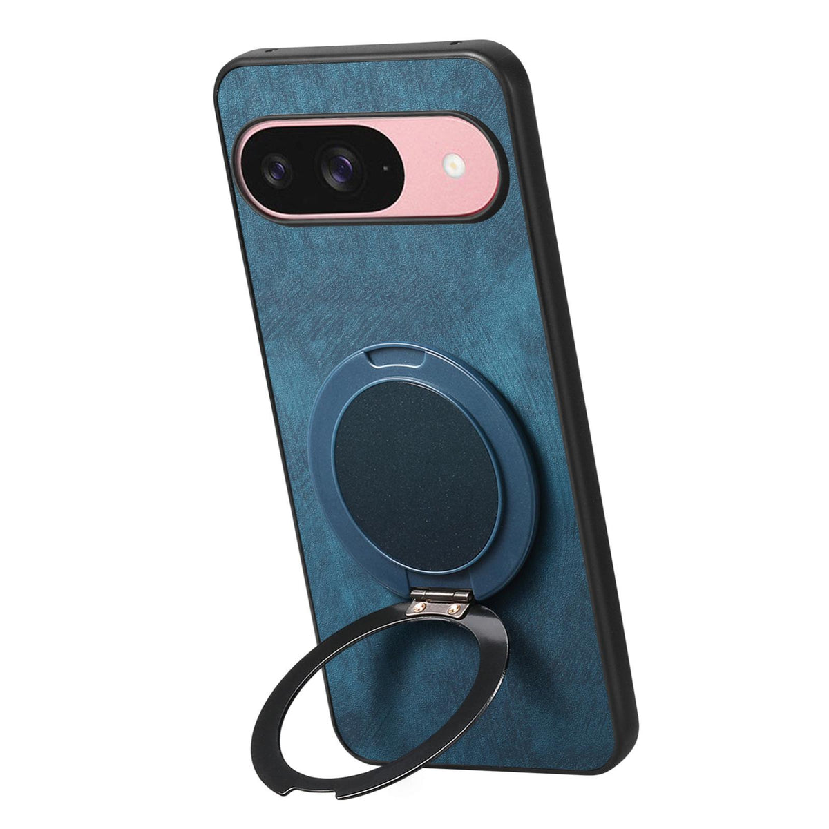 For Google Pixel 11 Retro Leather Rotation Round Holder Phone Case - Blue - SYA003086916D