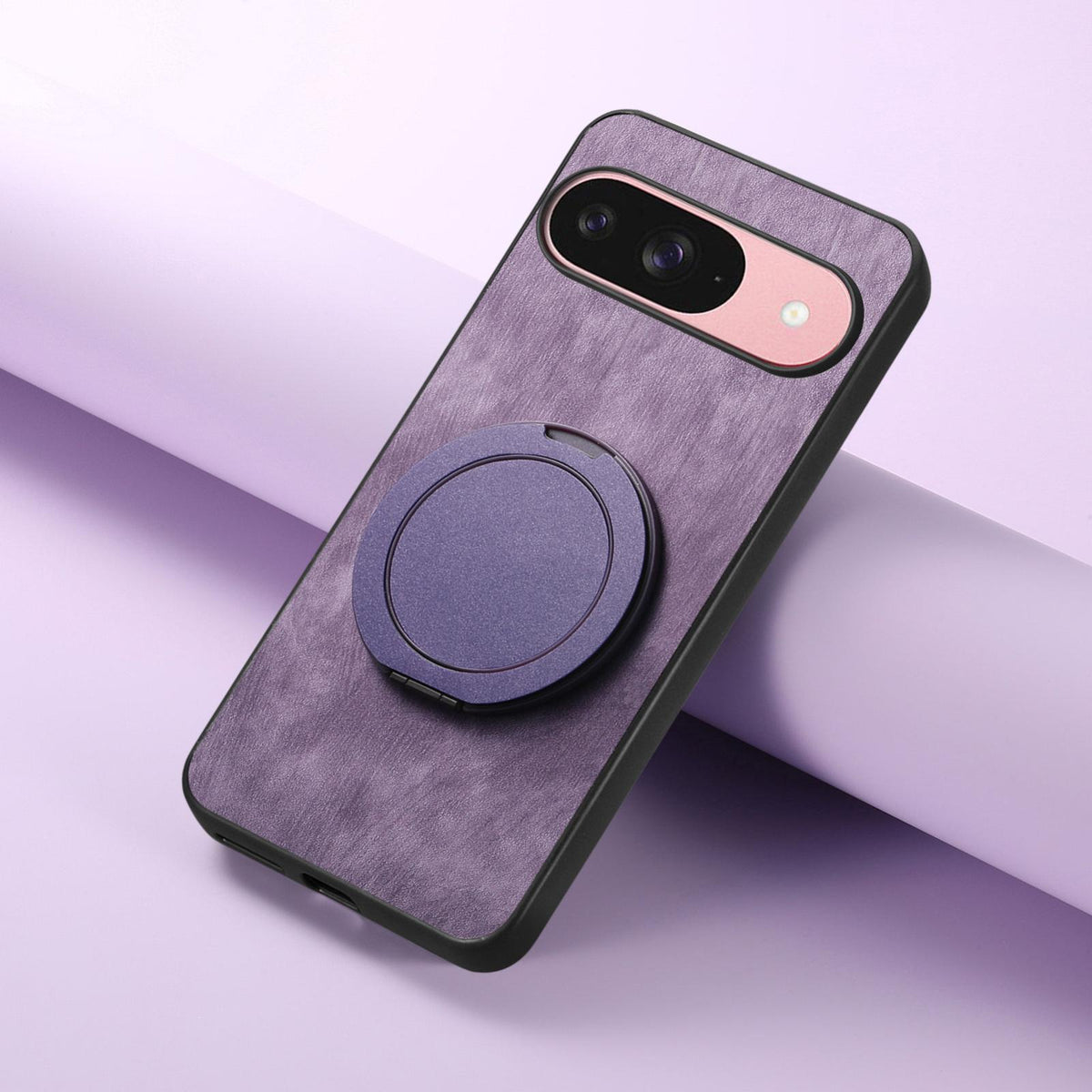 For Google Pixel 11 Retro Leather Rotation Round Holder Phone Case - Purple - SYA003086916E