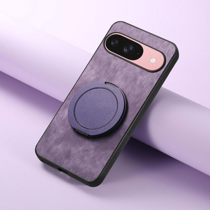 For Google Pixel 11 Retro Leather Rotation Round Holder Phone Case - Purple - SYA003086916E