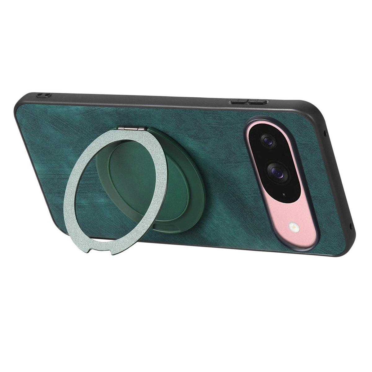 For Google Pixel 11 Retro Leather Rotation Round Holder Phone Case - Green - SYA003086916F