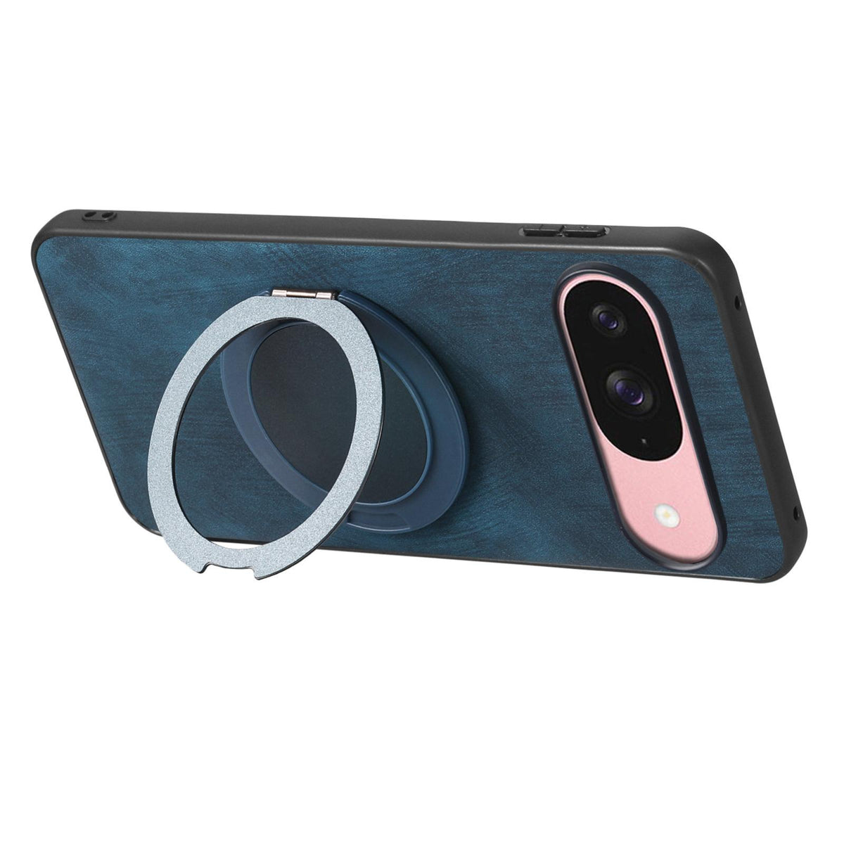 For Google Pixel 11 Pro Retro Leather Rotation Round Holder Phone Case - Blue - SYA003086917D