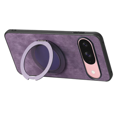 For Google Pixel 11 Pro Retro Leather Rotation Round Holder Phone Case - Purple - SYA003086917E