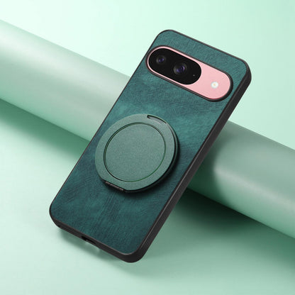 For Google Pixel 11 Pro Retro Leather Rotation Round Holder Phone Case - Green - SYA003086917F