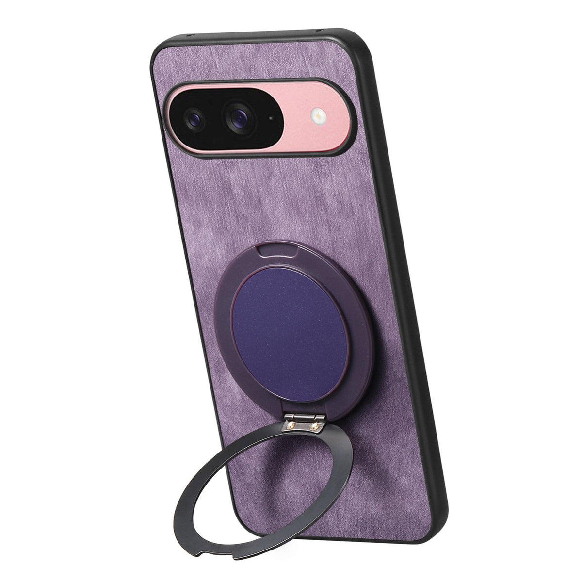 For Google Pixel 11 Pro XL Retro Leather Rotation Round Holder Phone Case - Purple - SYA003086918E
