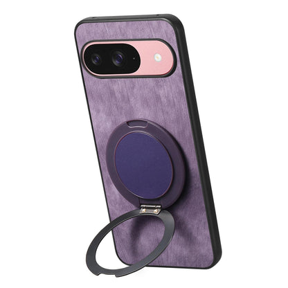 For Google Pixel 11 Pro XL Retro Leather Rotation Round Holder Phone Case - Purple - SYA003086918E