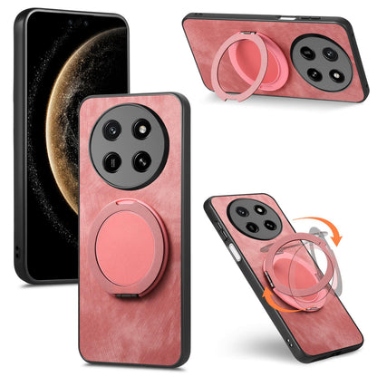 For Honor X80 Pro Max 5G Retro Leather Rotation Round Holder Phone Case - Pink - SYA003088213A