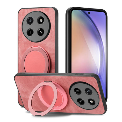 For Honor X80 Pro Max 5G Retro Leather Rotation Round Holder Phone Case - Pink - SYA003088213A